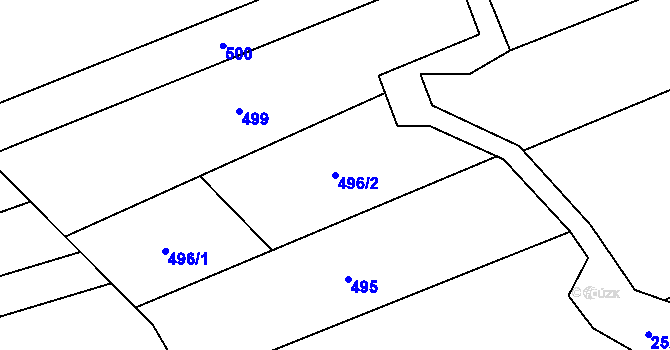 Parcela st. 496/2 v KÚ Předín, Katastrální mapa
