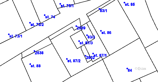 Parcela st. 87/3 v KÚ Předín, Katastrální mapa