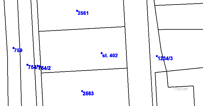 Parcela st. 402 v KÚ Předín, Katastrální mapa