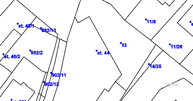Parcela st. 44 v KÚ Předměřice nad Jizerou, Katastrální mapa