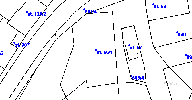Parcela st. 56/1 v KÚ Předměřice nad Jizerou, Katastrální mapa