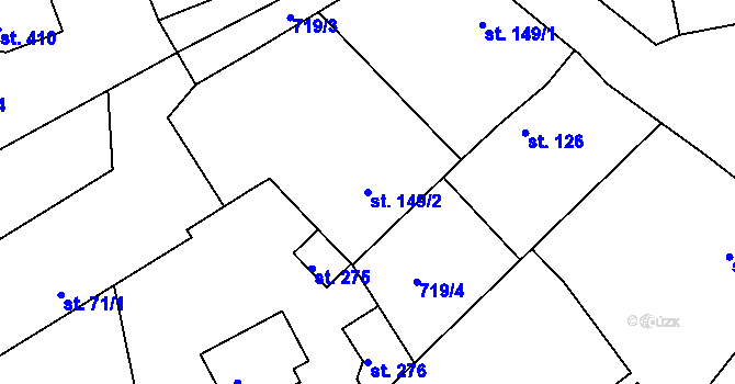 Parcela st. 149/2 v KÚ Předměřice nad Jizerou, Katastrální mapa