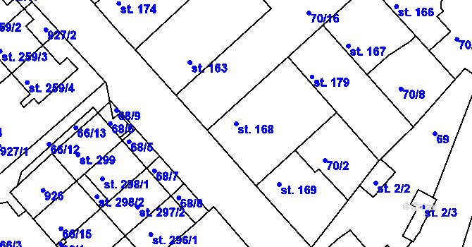 Parcela st. 168 v KÚ Předměřice nad Jizerou, Katastrální mapa