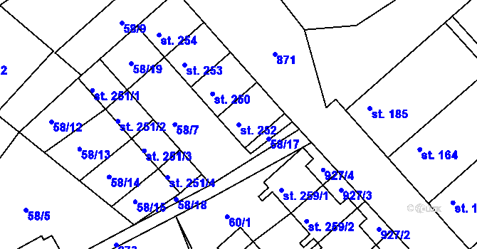 Parcela st. 252 v KÚ Předměřice nad Jizerou, Katastrální mapa