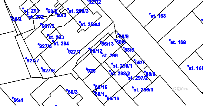 Parcela st. 299 v KÚ Předměřice nad Jizerou, Katastrální mapa