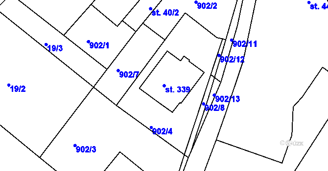 Parcela st. 339 v KÚ Předměřice nad Jizerou, Katastrální mapa