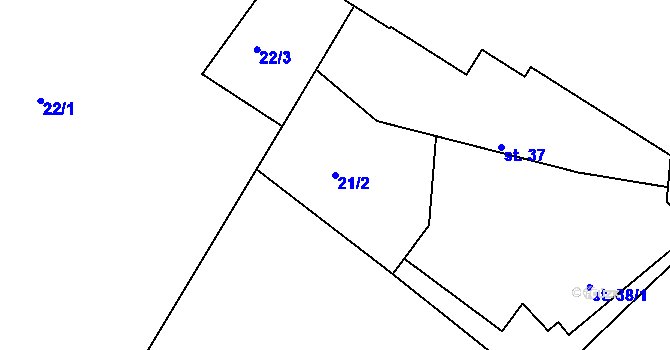 Parcela st. 21/2 v KÚ Předměřice nad Jizerou, Katastrální mapa