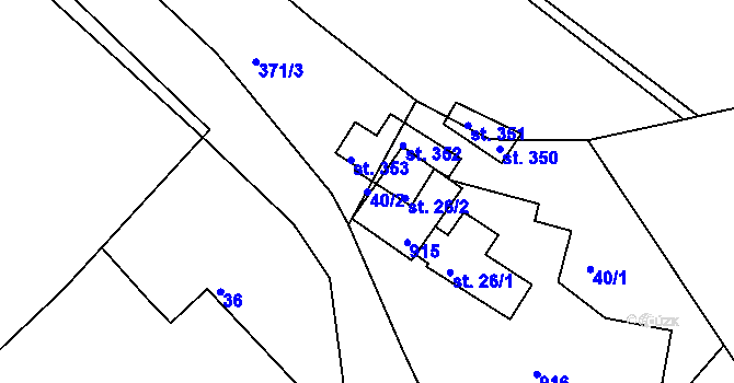 Parcela st. 40/2 v KÚ Předměřice nad Jizerou, Katastrální mapa