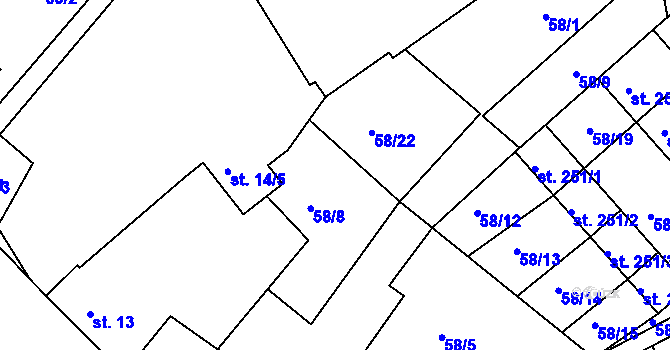Parcela st. 58/8 v KÚ Předměřice nad Jizerou, Katastrální mapa