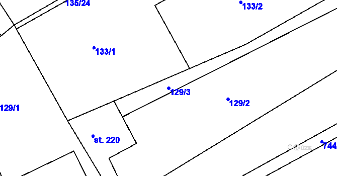 Parcela st. 129/3 v KÚ Předměřice nad Jizerou, Katastrální mapa