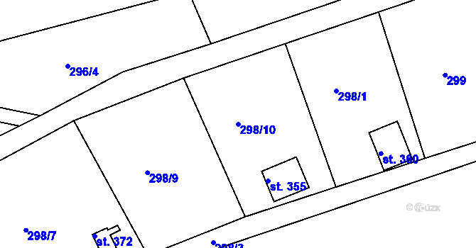 Parcela st. 298/10 v KÚ Předměřice nad Jizerou, Katastrální mapa