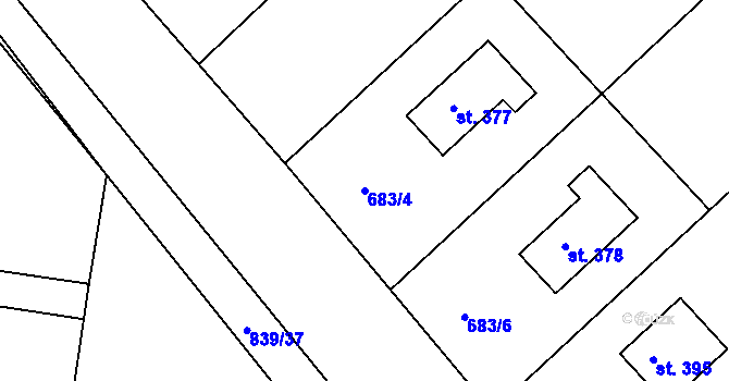 Parcela st. 683/4 v KÚ Předměřice nad Jizerou, Katastrální mapa