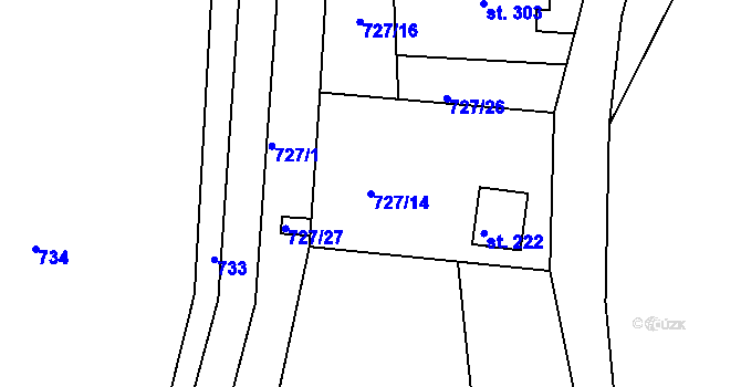 Parcela st. 727/14 v KÚ Předměřice nad Jizerou, Katastrální mapa