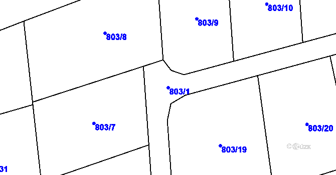 Parcela st. 803/1 v KÚ Předměřice nad Jizerou, Katastrální mapa