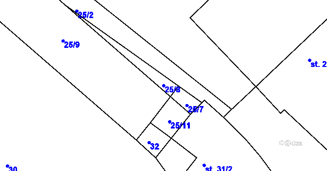 Parcela st. 25/8 v KÚ Předměřice nad Jizerou, Katastrální mapa