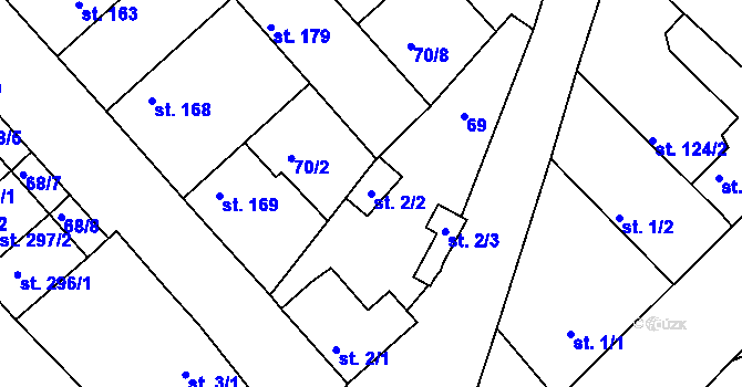 Parcela st. 2/2 v KÚ Předměřice nad Jizerou, Katastrální mapa