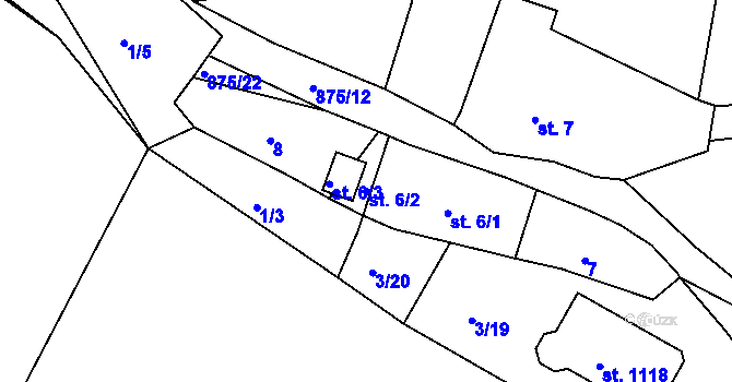 Parcela st. 6/2 v KÚ Předměřice nad Labem, Katastrální mapa