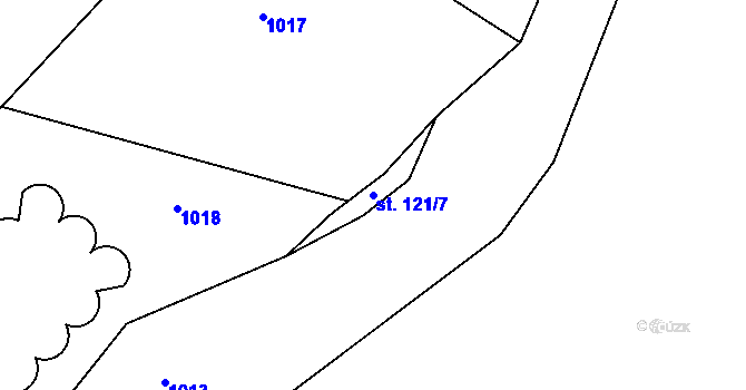 Parcela st. 121/7 v KÚ Předměřice nad Labem, Katastrální mapa