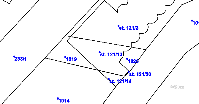 Parcela st. 121/13 v KÚ Předměřice nad Labem, Katastrální mapa
