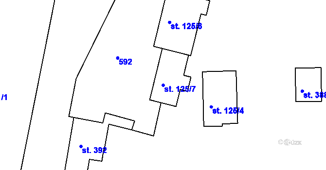 Parcela st. 125/7 v KÚ Předměřice nad Labem, Katastrální mapa