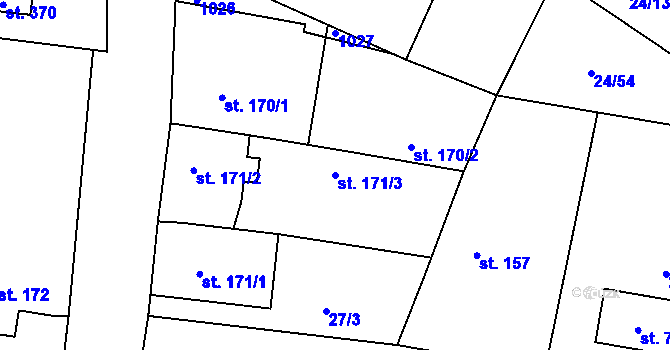 Parcela st. 171/3 v KÚ Předměřice nad Labem, Katastrální mapa