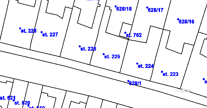Parcela st. 225 v KÚ Předměřice nad Labem, Katastrální mapa