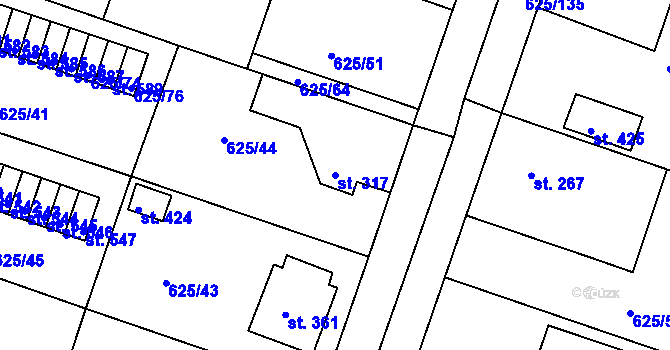 Parcela st. 317 v KÚ Předměřice nad Labem, Katastrální mapa