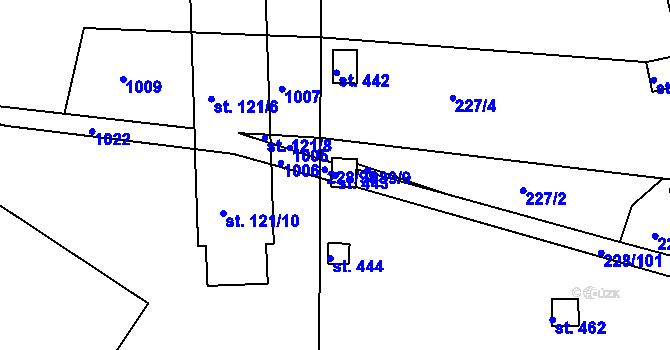 Parcela st. 443 v KÚ Předměřice nad Labem, Katastrální mapa