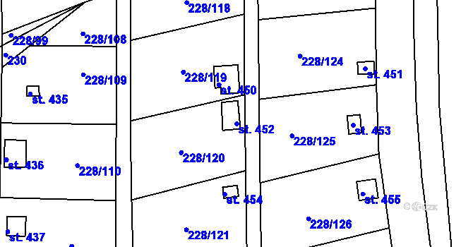 Parcela st. 452 v KÚ Předměřice nad Labem, Katastrální mapa