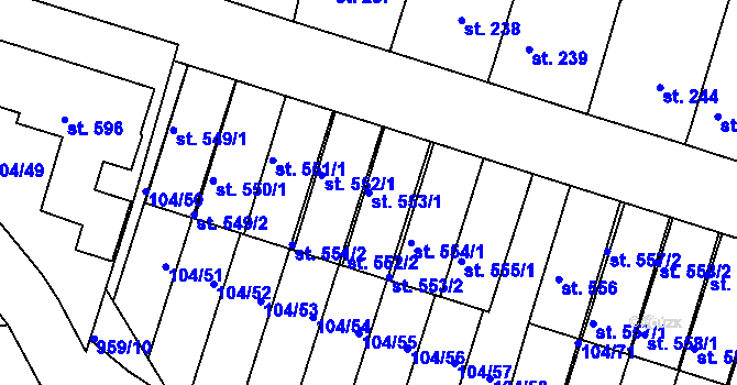 Parcela st. 553/1 v KÚ Předměřice nad Labem, Katastrální mapa