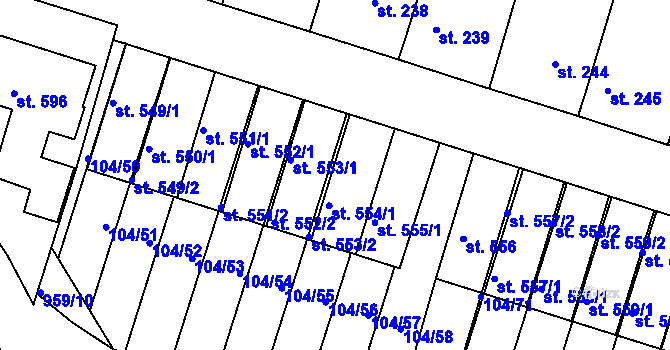 Parcela st. 554/1 v KÚ Předměřice nad Labem, Katastrální mapa