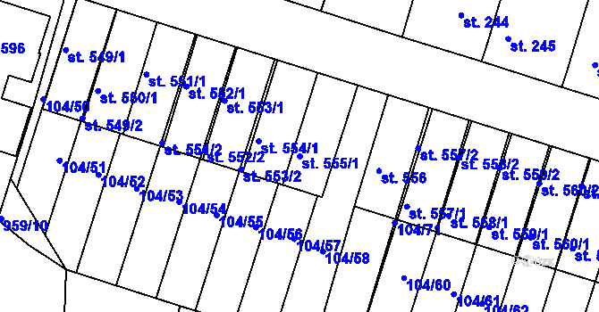 Parcela st. 555/1 v KÚ Předměřice nad Labem, Katastrální mapa