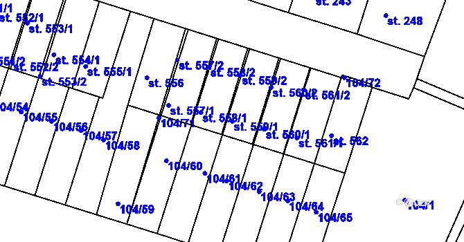 Parcela st. 559/1 v KÚ Předměřice nad Labem, Katastrální mapa