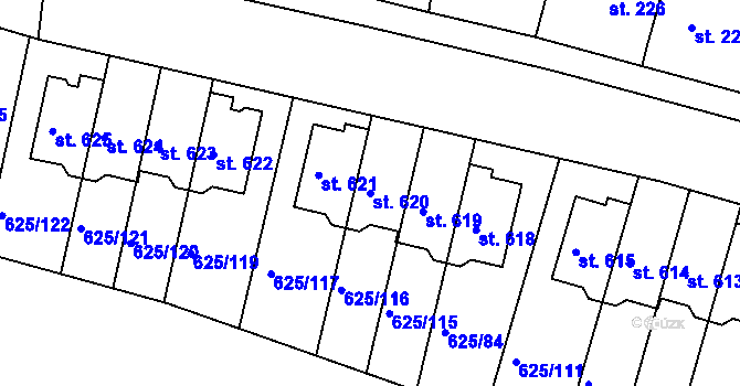 Parcela st. 620 v KÚ Předměřice nad Labem, Katastrální mapa