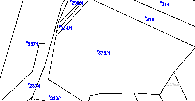 Parcela st. 375/1 v KÚ Předměřice nad Labem, Katastrální mapa
