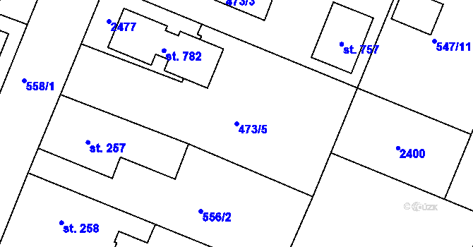 Parcela st. 473/5 v KÚ Předměřice nad Labem, Katastrální mapa