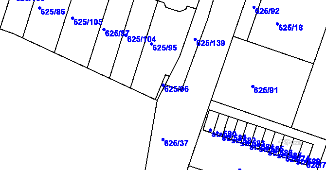 Parcela st. 625/96 v KÚ Předměřice nad Labem, Katastrální mapa