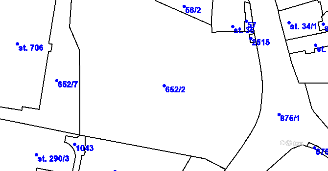 Parcela st. 652/2 v KÚ Předměřice nad Labem, Katastrální mapa