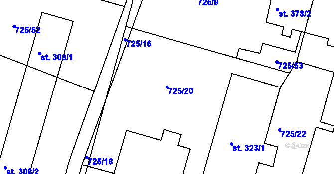 Parcela st. 725/20 v KÚ Předměřice nad Labem, Katastrální mapa