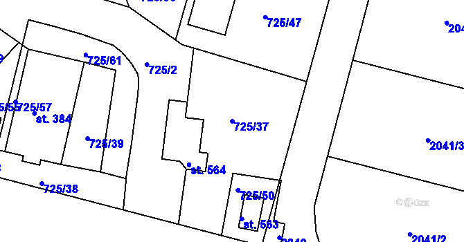 Parcela st. 725/37 v KÚ Předměřice nad Labem, Katastrální mapa