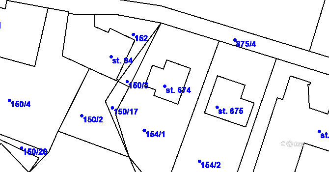 Parcela st. 674 v KÚ Předměřice nad Labem, Katastrální mapa