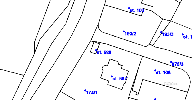 Parcela st. 689 v KÚ Předměřice nad Labem, Katastrální mapa