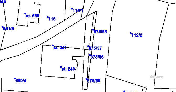 Parcela st. 875/57 v KÚ Předměřice nad Labem, Katastrální mapa