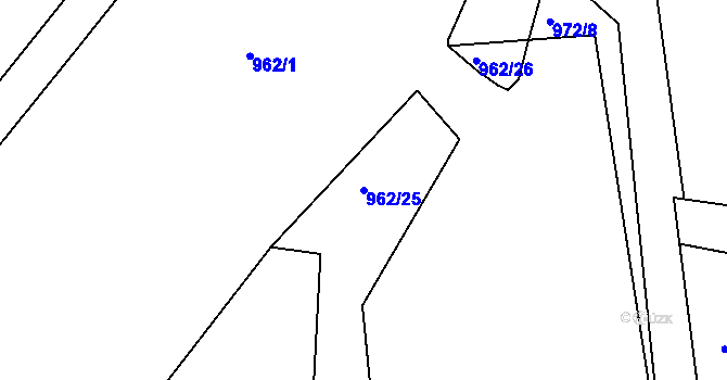 Parcela st. 962/25 v KÚ Předměřice nad Labem, Katastrální mapa