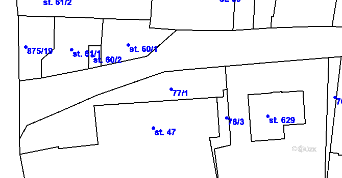 Parcela st. 77/1 v KÚ Předměřice nad Labem, Katastrální mapa