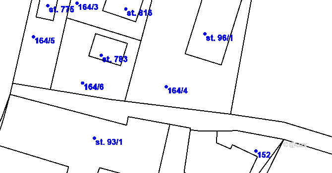 Parcela st. 164/4 v KÚ Předměřice nad Labem, Katastrální mapa