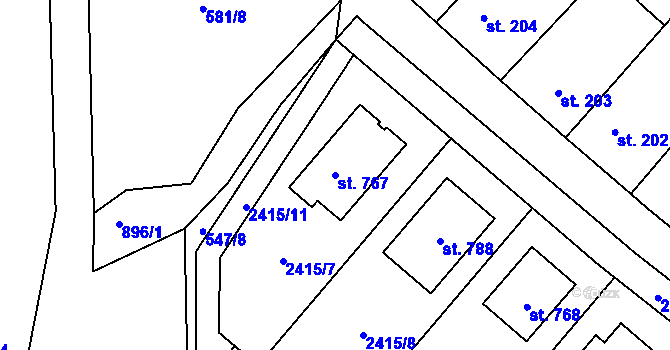 Parcela st. 767 v KÚ Předměřice nad Labem, Katastrální mapa