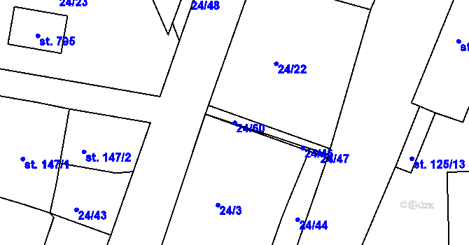 Parcela st. 24/60 v KÚ Předměřice nad Labem, Katastrální mapa
