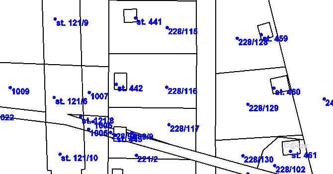 Parcela st. 228/116 v KÚ Předměřice nad Labem, Katastrální mapa