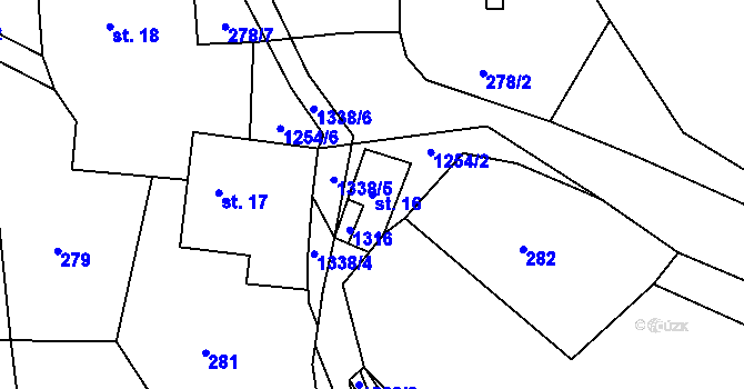 Parcela st. 16 v KÚ Předměstí, Katastrální mapa
